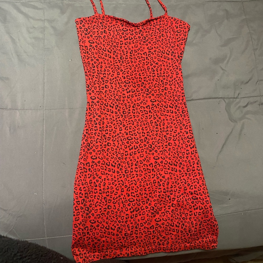 Red Leopard Print Dress